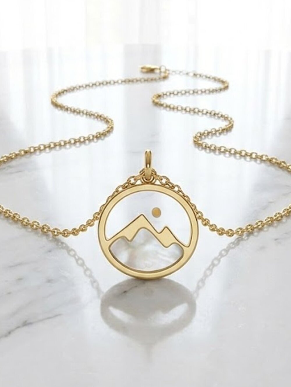 Ladies Faith Mustard Seed Gold Circle Mountain Necklace - Fashionable Reli